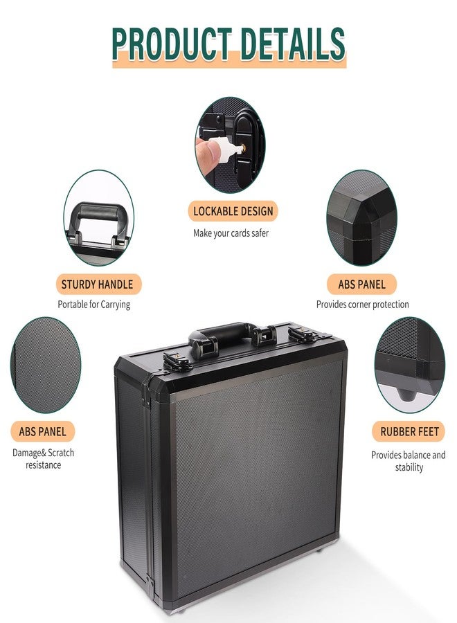 EcoVibe Trading Card Storage Box, Aluminum Alloy Card Case Holds 600+ Toploaders & One-Touch Holders, Sports Card Storage for 3" x 4" 35pt Rigid Card Holders(Black) - Image 3